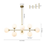 8-Light Linear Sputnik Chandelier with Frosted Glass Globe Shades mid-century modern Glass balls Chandelier