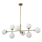 8-Light Linear Sputnik Chandelier with Frosted Glass Globe Shades mid-century modern Glass balls Chandelier