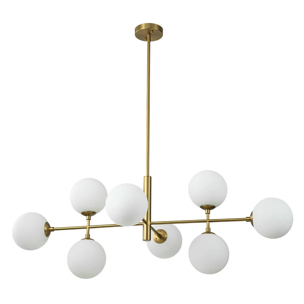 8-Light Linear Sputnik Chandelier with Frosted Glass Globe Shades mid-century modern Glass balls Chandelier
