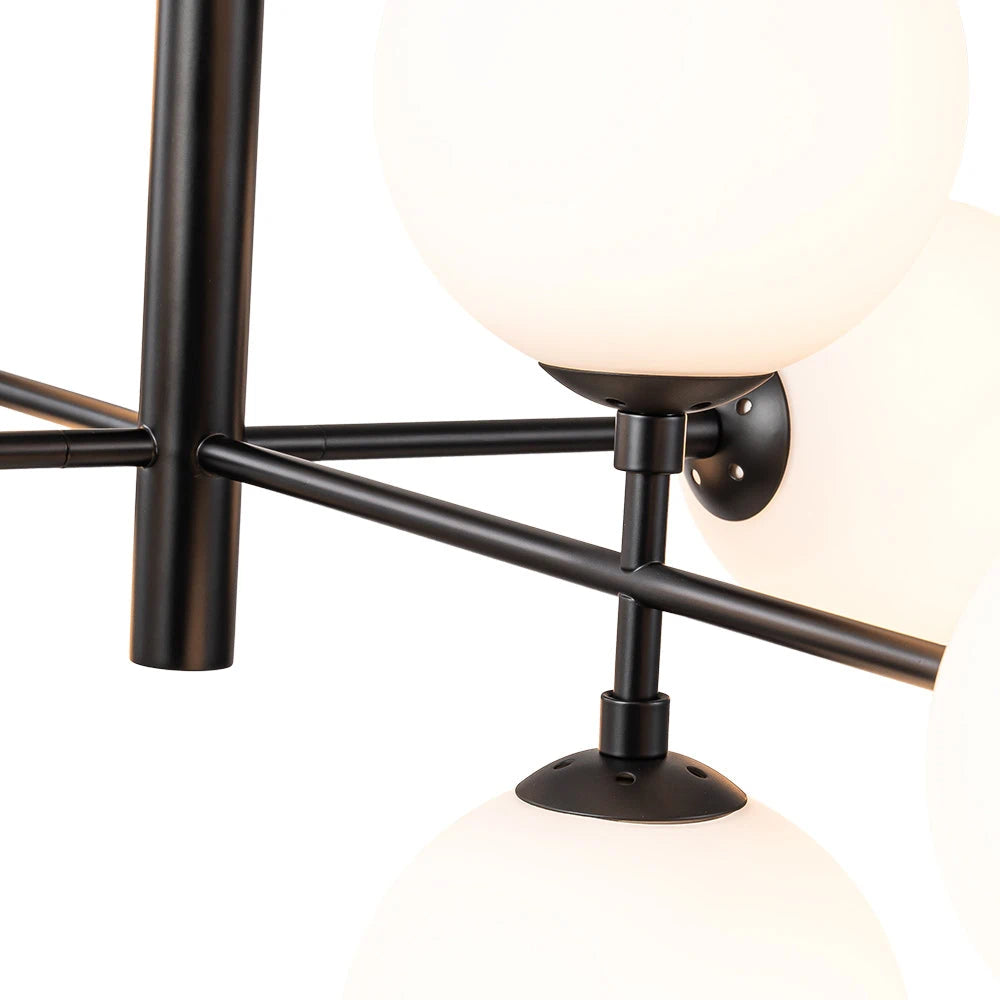 8-Light Linear Sputnik Chandelier with Frosted Glass Globe Shades mid-century modern Glass balls Chandelier