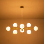 8-Light Linear Sputnik Chandelier with Frosted Glass Globe Shades mid-century modern Glass balls Chandelier