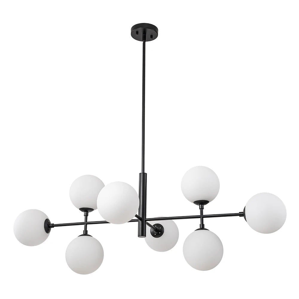 8-Light Linear Sputnik Chandelier with Frosted Glass Globe Shades mid-century modern Glass balls Chandelier