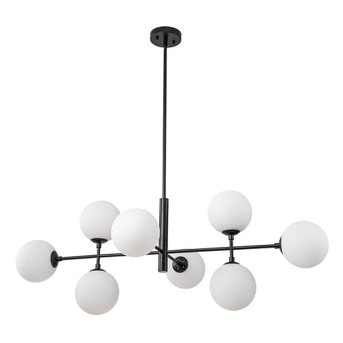 8-Light Linear Sputnik Chandelier with Frosted Glass Globe Shades mid-century modern Glass balls Chandelier