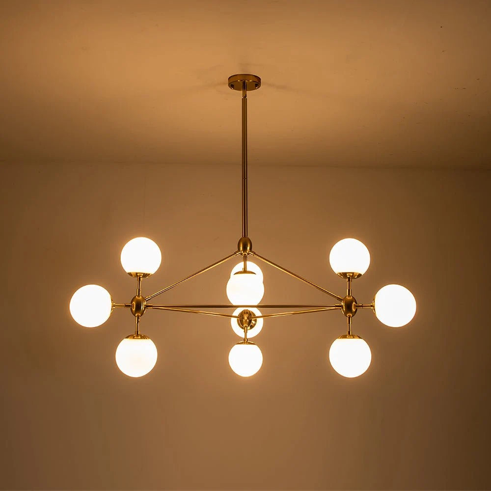 Sputnik 10-Light Glass Globe Geometric Chandelier Mid-century Modern Geometric Bubble Chandelier