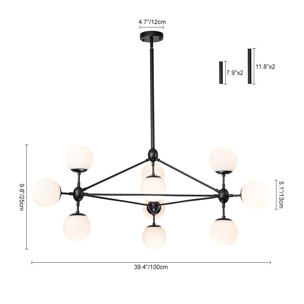 Sputnik 10-Light Glass Globe Geometric Chandelier Mid-century Modern Geometric Bubble Chandelier