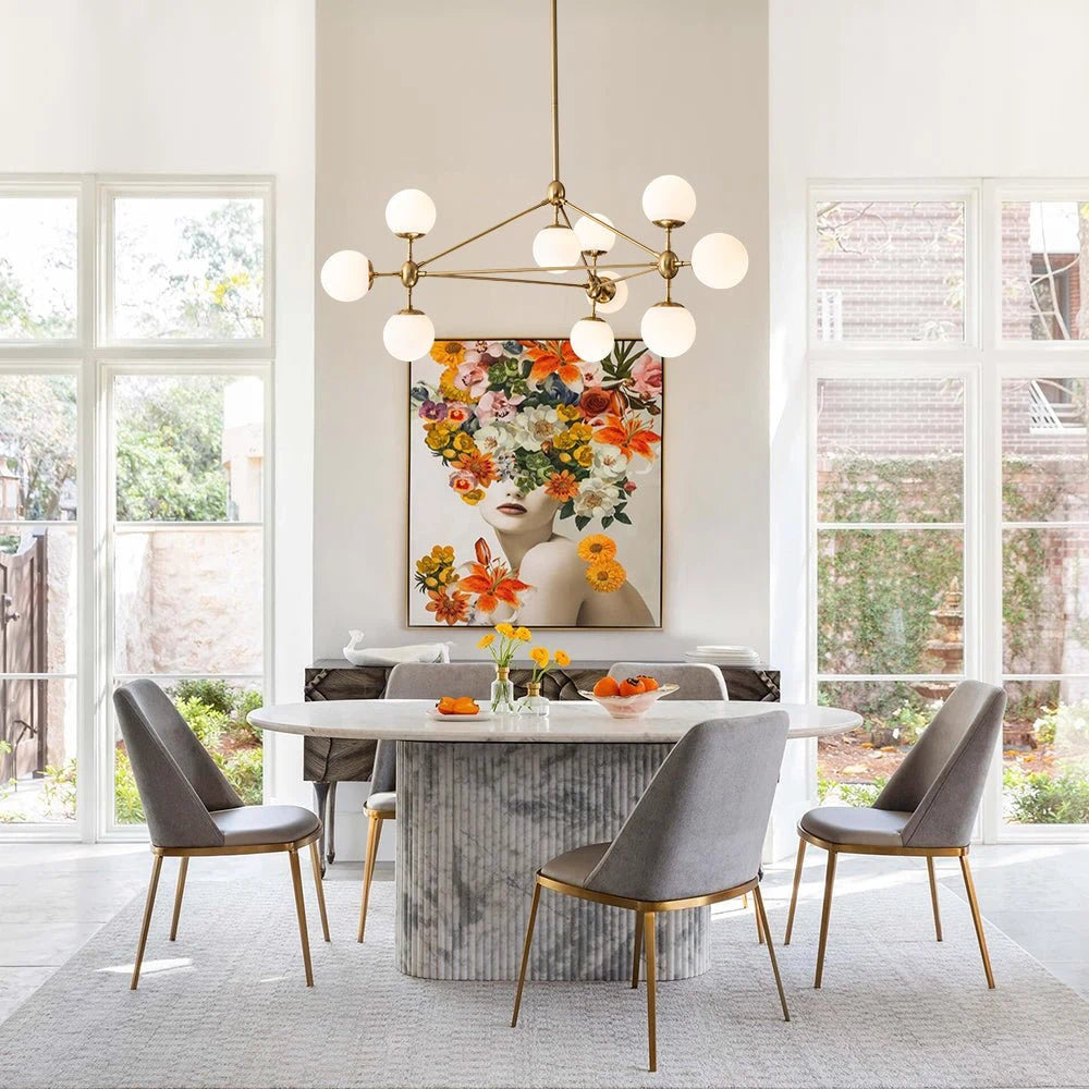 Sputnik 10-Light Glass Globe Geometric Chandelier Mid-century Modern Geometric Bubble Chandelier