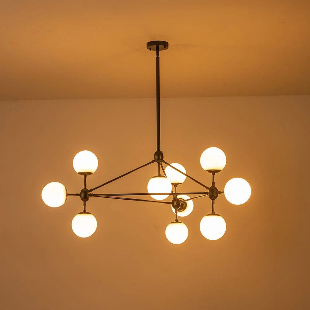 Sputnik 10-Light Glass Globe Geometric Chandelier Mid-century Modern Geometric Bubble Chandelier