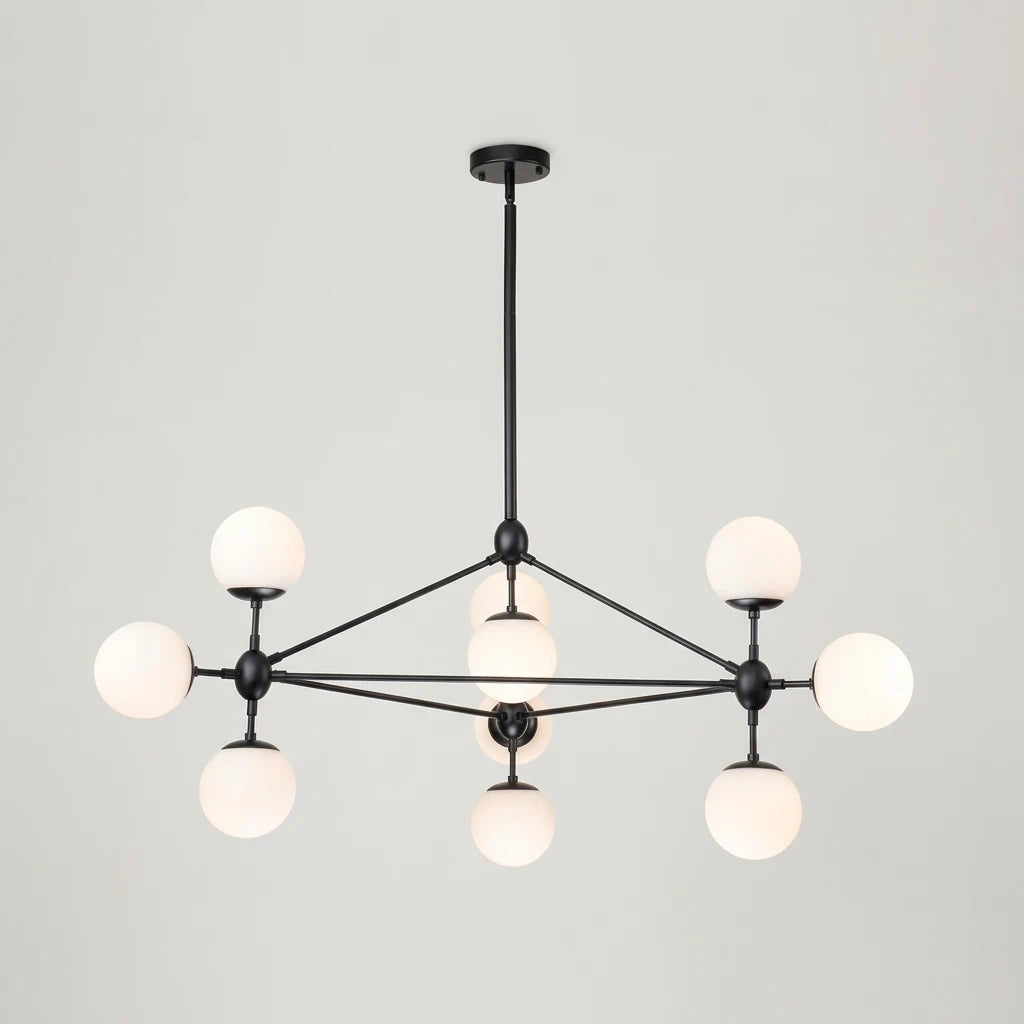 Sputnik 10-Light Glass Globe Geometric Chandelier Mid-century Modern Geometric Bubble Chandelier