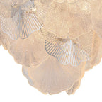French Tiered Transparent Ginkgo Leaf Glass Chandelier Elegant Botanical Textured Glass Art Pendant Light