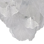 French Tiered Transparent Ginkgo Leaf Glass Chandelier Elegant Botanical Textured Glass Art Pendant Light