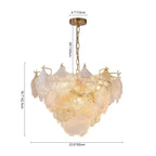 French Tiered Transparent Ginkgo Leaf Glass Chandelier Elegant Botanical Textured Glass Art Pendant Light