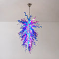 Luxury Stained Glass Art Chandelier Colorful Handcrafted Sculptural Pendant Light with Vibrant Glass Waves