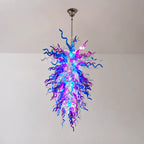 Luxury Stained Glass Art Chandelier Colorful Handcrafted Sculptural Pendant Light with Vibrant Glass Waves