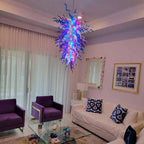 Luxury Stained Glass Art Chandelier Colorful Handcrafted Sculptural Pendant Light with Vibrant Glass Waves