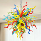 Radiant Spectrum Murano Chihuly-Style Artisan Blown Glass Chandelier Modern Luxury Hanging Glass Sculpture Light