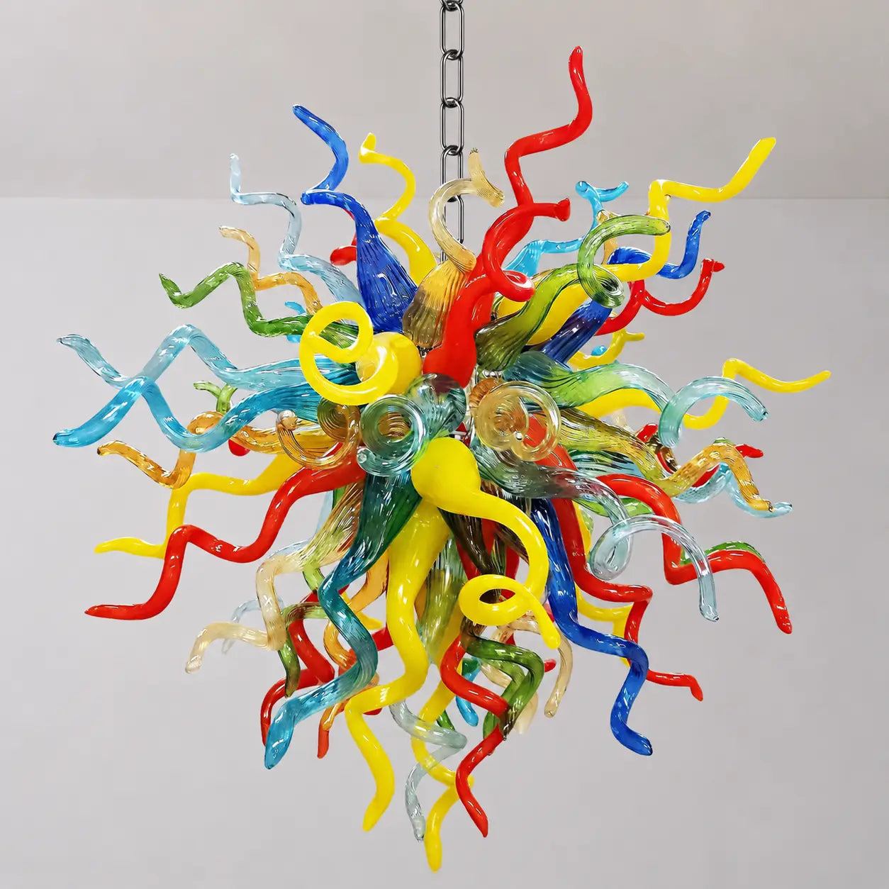Radiant Spectrum Murano Chihuly-Style Artisan Blown Glass Chandelier Modern Luxury Hanging Glass Sculpture Light