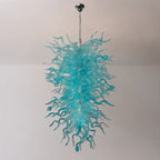 Artisan Blue Seaweed Blown Glass Chandelier Handcrafted Sculptural Pendant Light