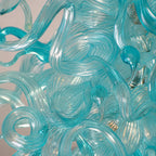 Artisan Blue Seaweed Blown Glass Chandelier Handcrafted Sculptural Pendant Light