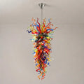 Large Multi-Color Blown Glass Chandelier Giant Vertical Colorful Murano Style Pendant Light Grand Carnival
