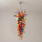 Large Multi-Color Blown Glass Chandelier Giant Vertical Colorful Murano Style Pendant Light Grand Carnival