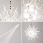 Modern White Sea Urchin Blown Glass Chandelier Sputnik Starburst Handmade Frosted Glass Pendant Light
