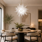 Modern White Sea Urchin Blown Glass Chandelier Sputnik Starburst Handmade Frosted Glass Pendant Light