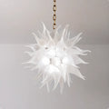 Modern White Sea Urchin Blown Glass Chandelier Sputnik Starburst Handmade Frosted Glass Pendant Light