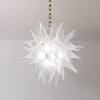 Modern White Sea Urchin Blown Glass Chandelier Sputnik Starburst Handmade Frosted Glass Pendant Light