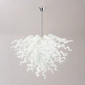 Minimalist Pure White Blown Glass Art Chandelier Modern Glass Sculptural Pendant Light