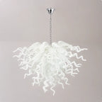 Minimalist Pure White Blown Glass Art Chandelier Modern Glass Sculptural Pendant Light