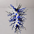 Midnight Nebula Blown Tentacle Glass Art Chandelier Luxury Blue Black and White Sculptural Pendant Light