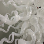 Artisan Hand-Blown White Glass Art Chandelier Modern Sculptural Pendant Light Fixture