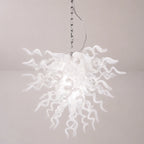 Artisan Hand-Blown White Glass Art Chandelier Modern Sculptural Pendant Light Fixture