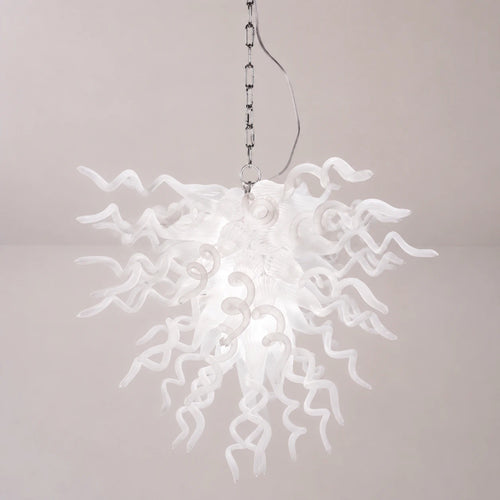 Artisan Hand-Blown White Glass Art Chandelier Modern Sculptural Pendant Light Fixture