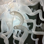 Artisan Hand-Blown White Glass Art Chandelier Modern Sculptural Pendant Light Fixture