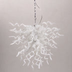 Artisan Hand-Blown White Glass Art Chandelier Modern Sculptural Pendant Light Fixture