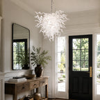 Artisan Hand-Blown White Glass Art Chandelier Modern Sculptural Pendant Light Fixture