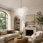 Artisan Hand-Blown White Glass Art Chandelier Modern Sculptural Pendant Light Fixture