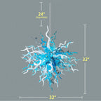 Artisan Blown Twisted Glass Chandelier Glacial Azure Organic Glass Sculpture Light Unique Tentacle Hanging Glass Lamp
