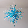 Artisan Blown Twisted Glass Chandelier Glacial Azure Organic Glass Sculpture Light Unique Tentacle Hanging Glass Lamp