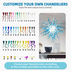 Artisan Blown Twisted Glass Chandelier Glacial Azure Organic Glass Sculpture Light Unique Tentacle Hanging Glass Lamp