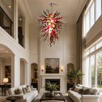 Enchanted Forest Hand-Blown Glass Art Chandelier Large Multicolor Chihuly-Style Pendant Light For Entryways Stairwells