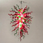 Enchanted Forest Hand-Blown Glass Art Chandelier Large Multicolor Chihuly-Style Pendant Light For Entryways Stairwells