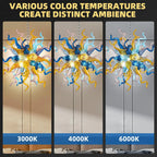 Celestial Burst Hand-Blown Glass Chandelier Blue Gold and Pastel Sculptural Tentacle Pendant Light