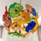 Bloom Spectrum Glass Plate Chandelier Unique Multi-Color Floral Sputnik Hanging Glass Sculpture Light