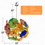 Bloom Spectrum Glass Plate Chandelier Unique Multi-Color Floral Sputnik Hanging Glass Sculpture Light