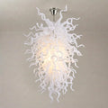 Modern Pure White Hand-Blown Sculptural Glass Art Chandelier Large Chihuly-Style Pendant Light For High-Ceiling Spaces