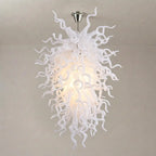 Modern Pure White Hand-Blown Sculptural Glass Art Chandelier Large Chihuly-Style Pendant Light For High-Ceiling Spaces