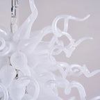 Modern Pure White Hand-Blown Sculptural Glass Art Chandelier Large Chihuly-Style Pendant Light For High-Ceiling Spaces