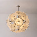 Round Murano Style Glass Plate Chandelier Modern Ivory White Floral Disc Ceiling Pendant Light